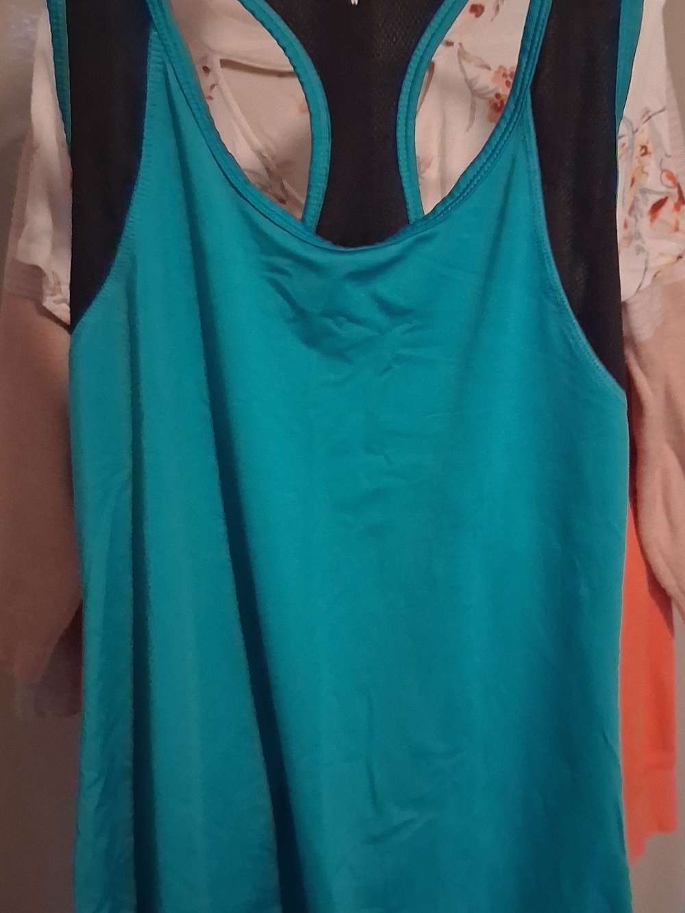 Women’s Teal Racerback Tank Top with Black Mesh Back